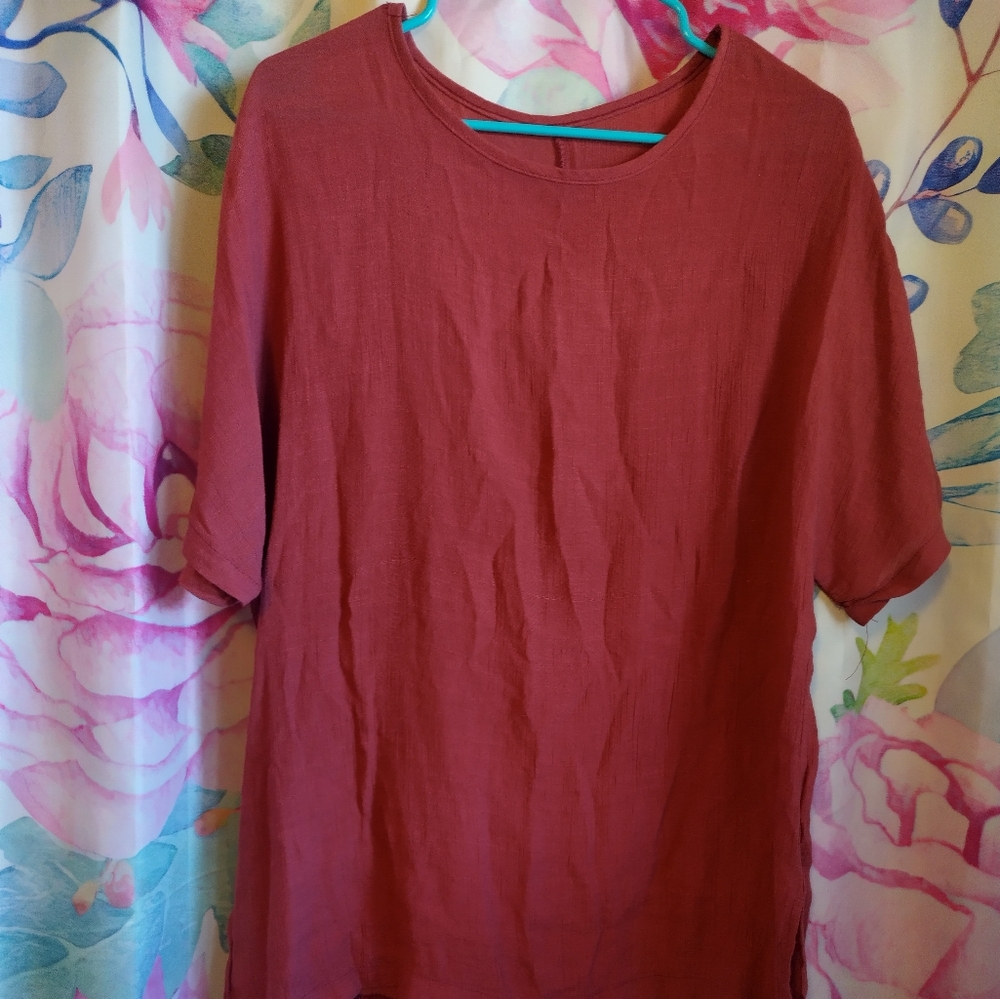 Red Linen Short Sleeve